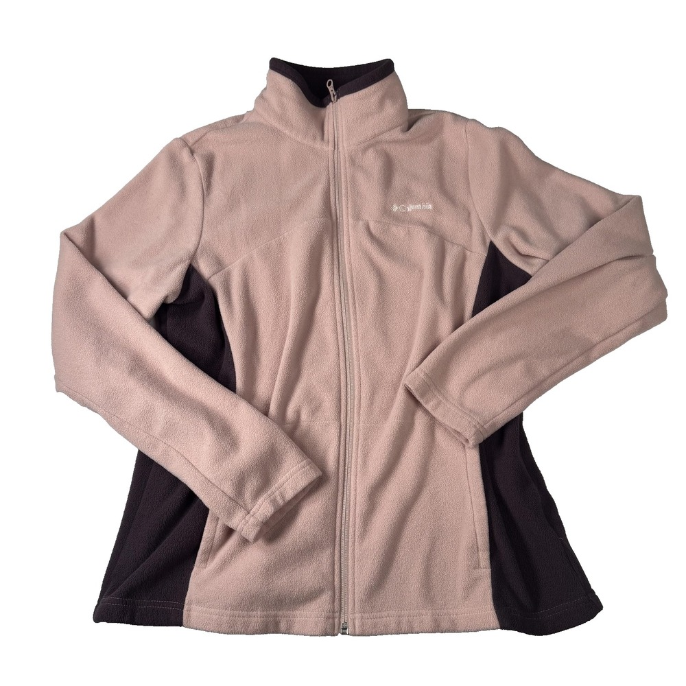 Columbia Jacket Womens Large Pink Purple Full Zip Fleece Outdoor Lightweight